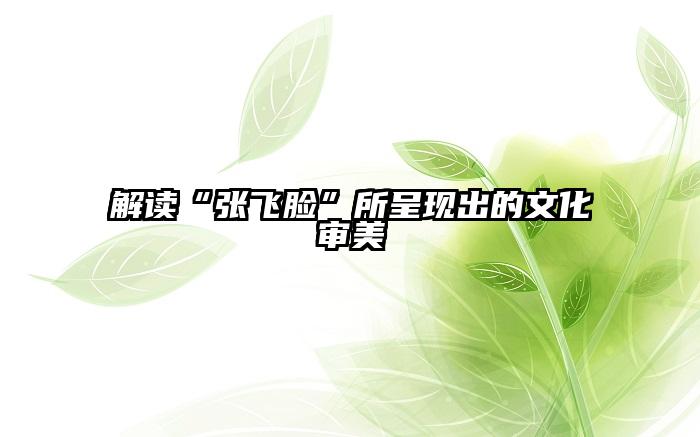 解读“张飞脸”所呈现出的文化审美