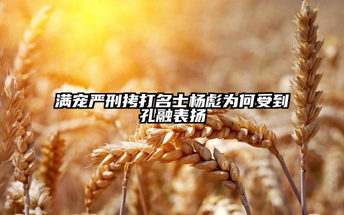 满宠严刑拷打名士杨彪为何受到孔融表扬