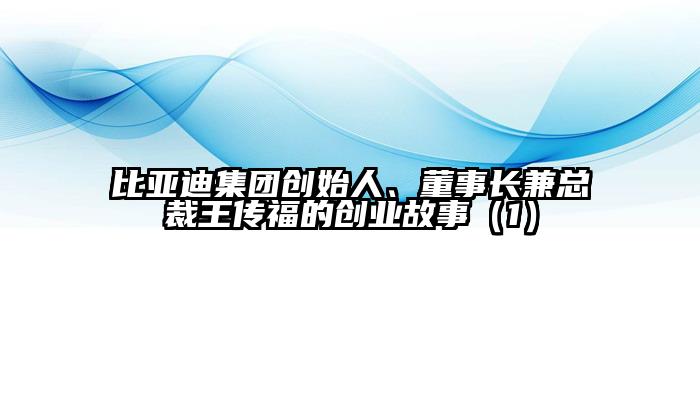 比亚迪集团创始人、董事长兼总裁王传福的创业故事（1）