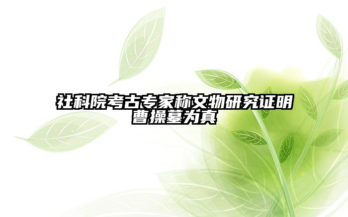 社科院考古专家称文物研究证明曹操墓为真