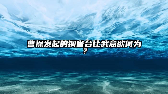 曹操发起的铜雀台比武意欲何为？