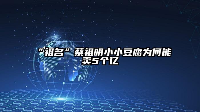 “祖名”蔡祖明小小豆腐为何能卖5个亿