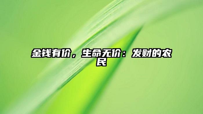 金钱有价，生命无价：发财的农民