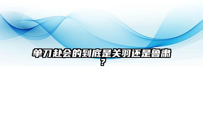 单刀赴会的到底是关羽还是鲁肃？