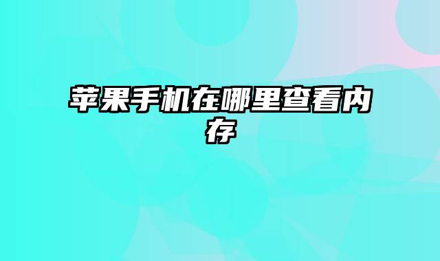 苹果手机在哪里查看内存