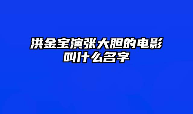 洪金宝演张大胆的电影叫什么名字