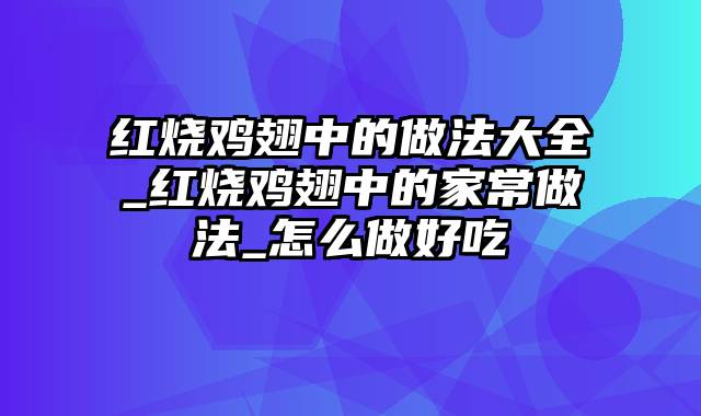 红烧鸡翅中的做法大全_红烧鸡翅中的家常做法_怎么做好吃