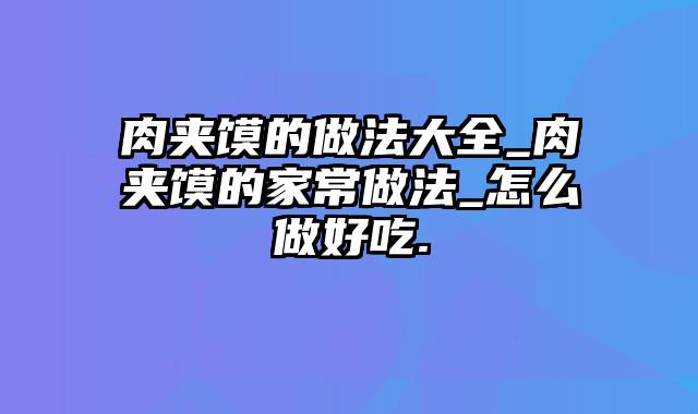 肉夹馍的做法大全_肉夹馍的家常做法_怎么做好吃.