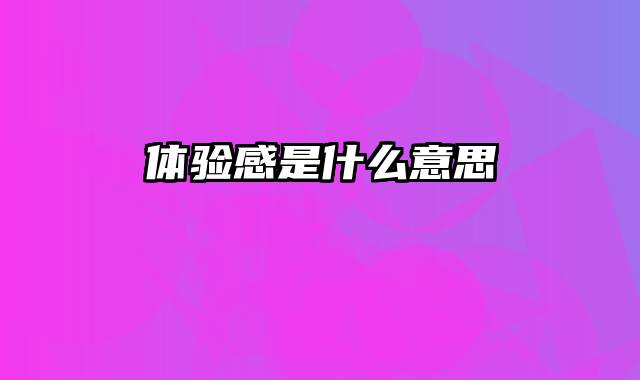 体验感是什么意思