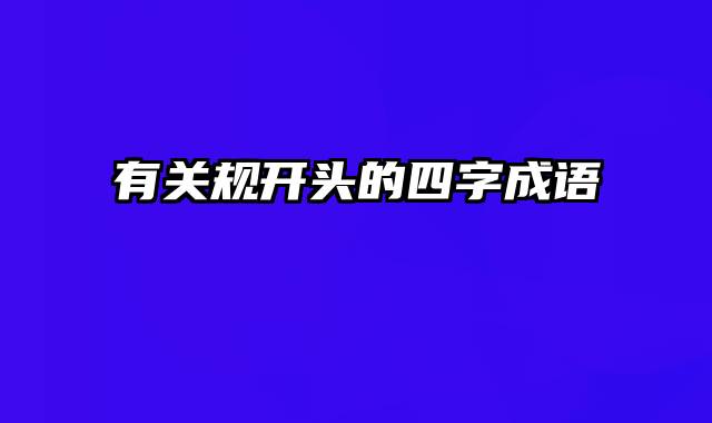 有关规开头的四字成语