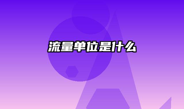 流量单位是什么