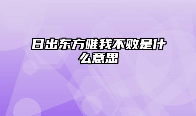 日出东方唯我不败是什么意思