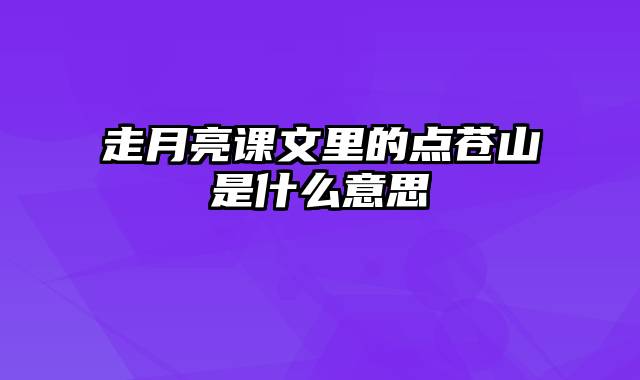 走月亮课文里的点苍山是什么意思