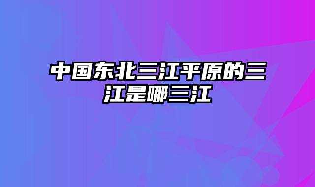 中国东北三江平原的三江是哪三江