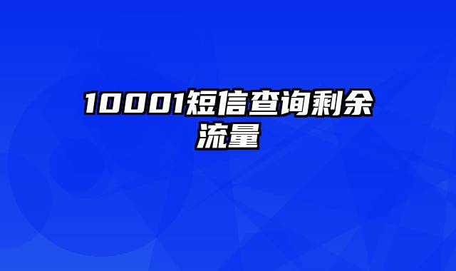 10001短信查询剩余流量