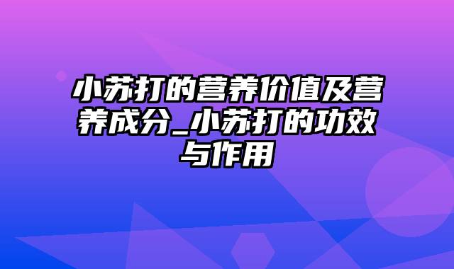 小苏打的营养价值及营养成分_小苏打的功效与作用