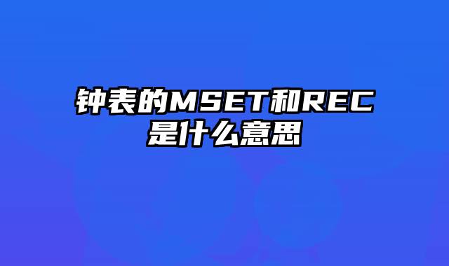 钟表的MSET和REC是什么意思