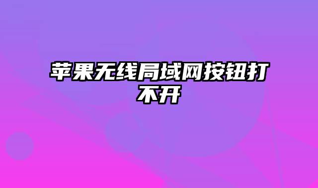 苹果无线局域网按钮打不开