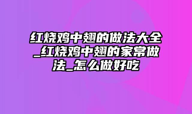 红烧鸡中翅的做法大全_红烧鸡中翅的家常做法_怎么做好吃