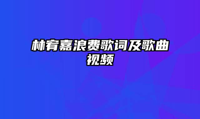 林宥嘉浪费歌词及歌曲视频