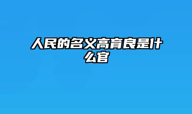 人民的名义高育良是什么官