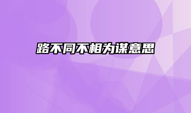 路不同不相为谋意思