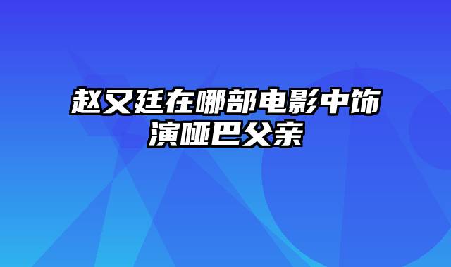 赵又廷在哪部电影中饰演哑巴父亲