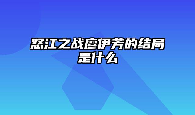 怒江之战廖伊芳的结局是什么