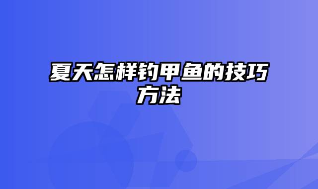 夏天怎样钓甲鱼的技巧方法