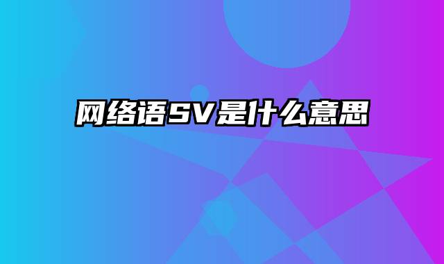 网络语SV是什么意思