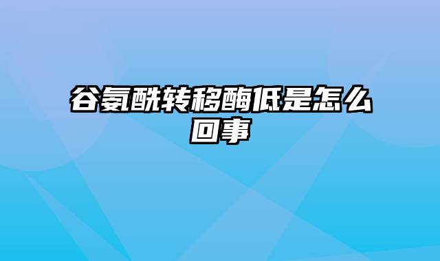 谷氨酰转移酶低是怎么回事