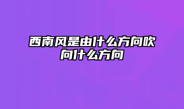 西南风是由什么方向吹向什么方向