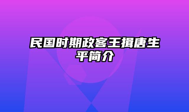 民国时期政客王揖唐生平简介