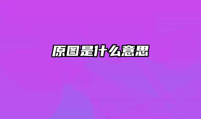 原图是什么意思