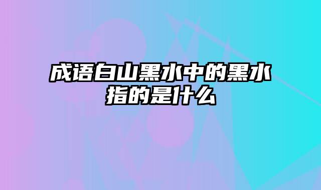 成语白山黑水中的黑水指的是什么