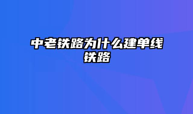 中老铁路为什么建单线铁路