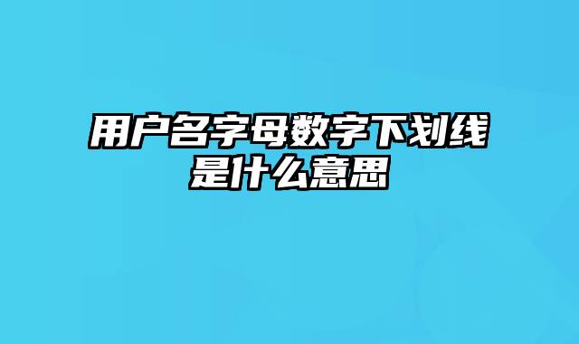 用户名字母数字下划线是什么意思