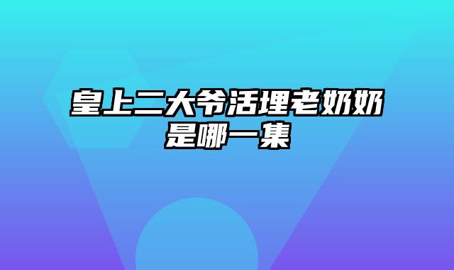 皇上二大爷活埋老奶奶是哪一集