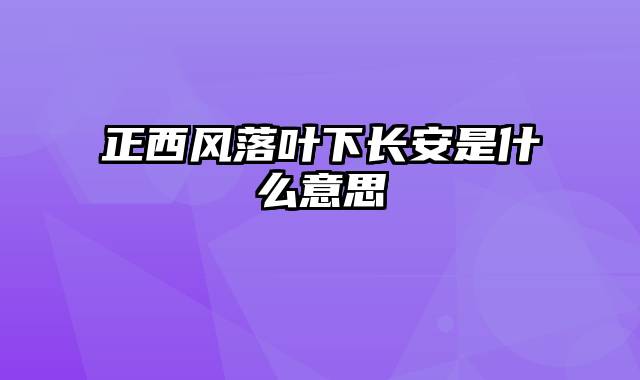 正西风落叶下长安是什么意思