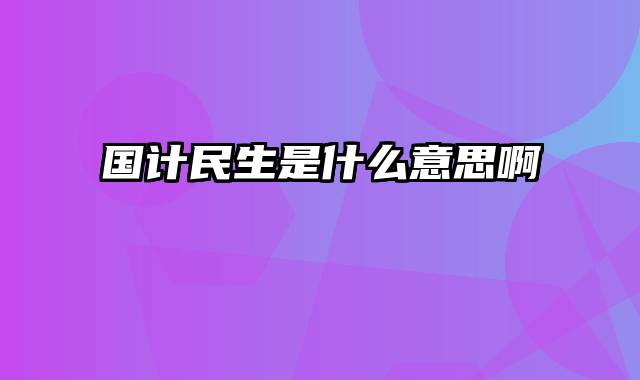 国计民生是什么意思啊