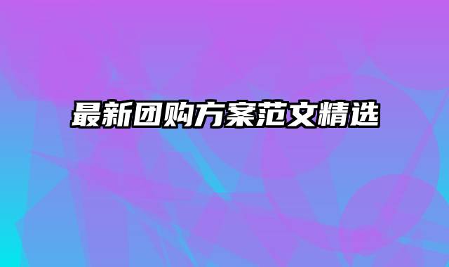 最新团购方案范文精选