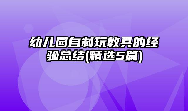 幼儿园自制玩教具的经验总结(精选5篇)