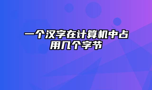 一个汉字在计算机中占用几个字节