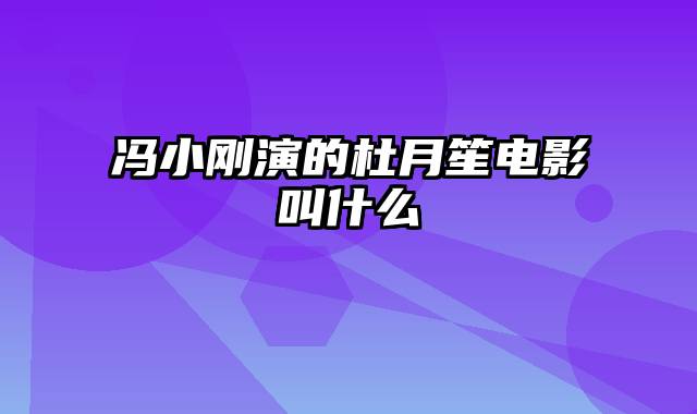 冯小刚演的杜月笙电影叫什么