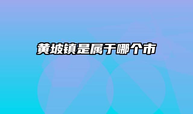 黄坡镇是属于哪个市