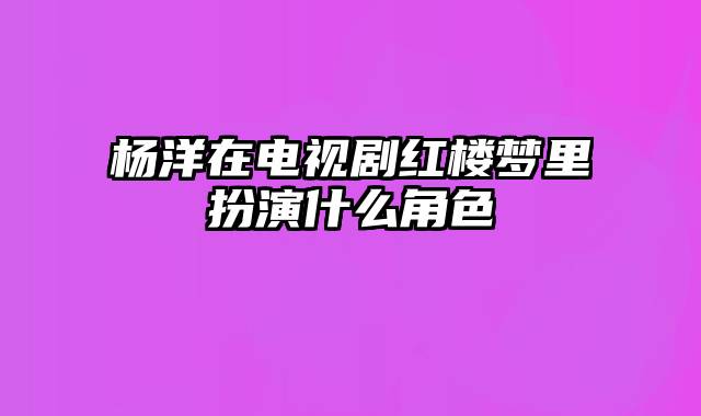 杨洋在电视剧红楼梦里扮演什么角色