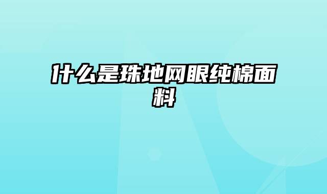 什么是珠地网眼纯棉面料