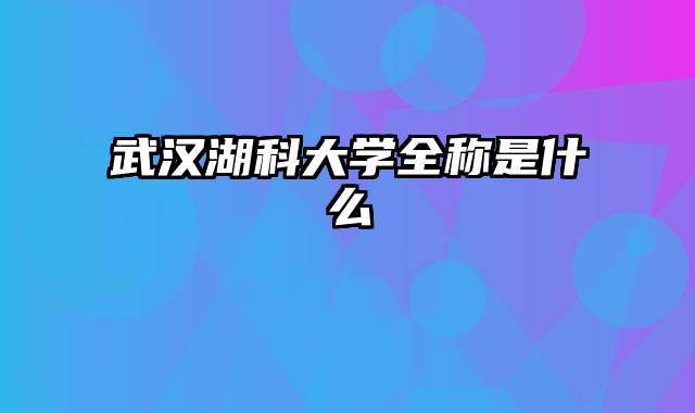 武汉湖科大学全称是什么