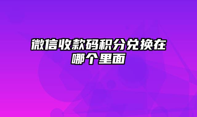 微信收款码积分兑换在哪个里面