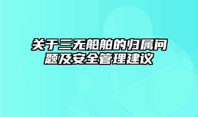 关于三无船舶的归属问题及安全管理建议